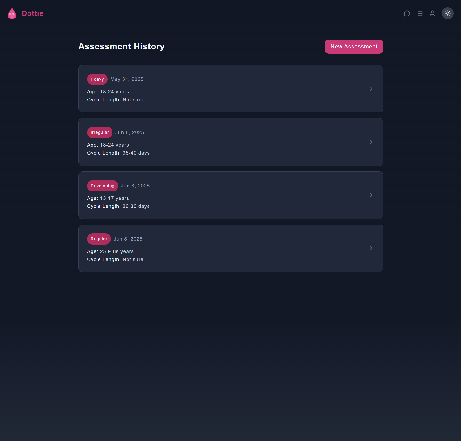 Dottie Assessment List